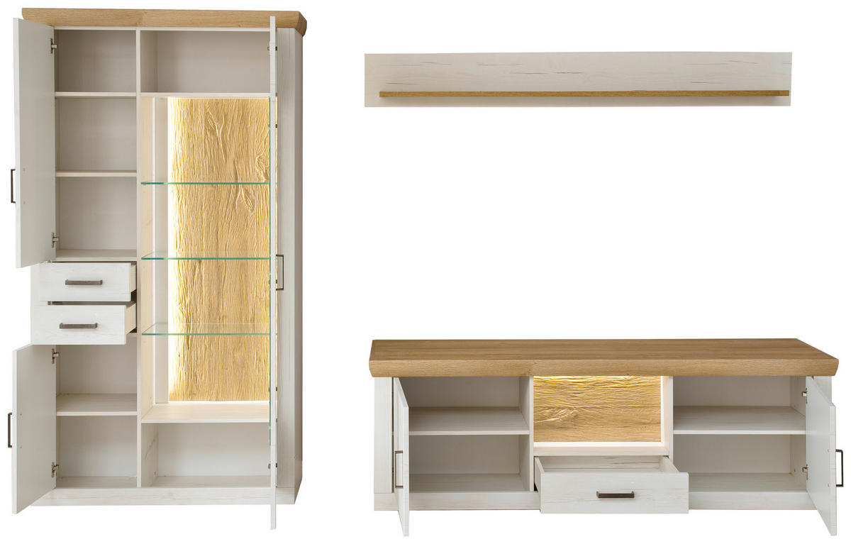 HYLLKOMBINATION  i ekfärgad, pinjefärg  297/205/50 cm  - grafitfärgad/svart, Design, metall/trämaterial (297/205/50cm) - MID.YOU