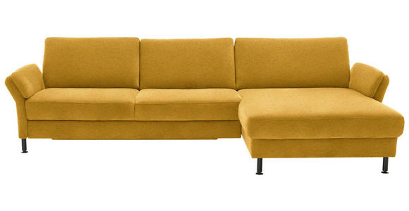 ECKSOFA  in Chenille, Flachgewebe Currygelb  316/175 cm  - Currygelb/Schwarz, Design, Textil/Metall (316/175cm) - Dieter Knoll