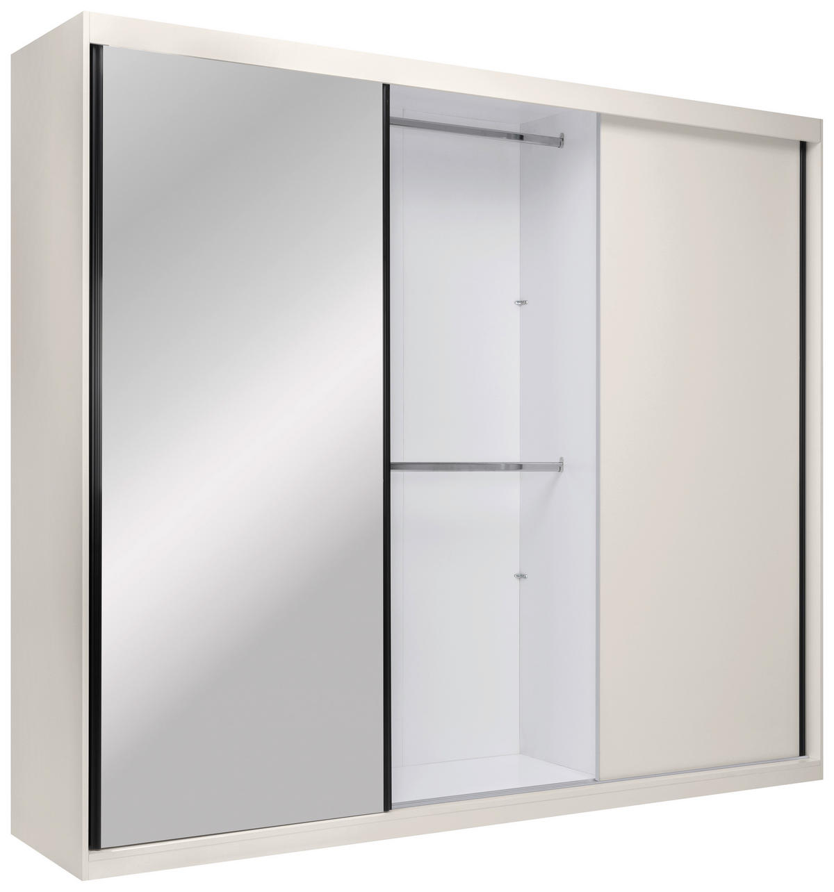 SCHIEBETÜRENSCHRANK 250/215/59,5 cm 3-türig  - Kaschmir/Schwarz, MODERN, Holzwerkstoff/Metall (250/215/59,5cm) - MID.YOU