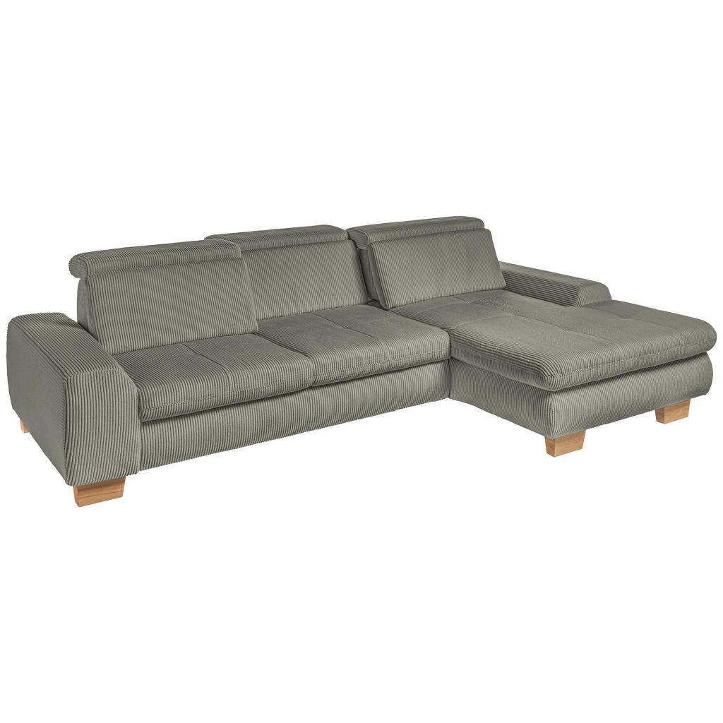 Thumbnail - SetOne by Musterring Ecksofa, Olivgrün, Textil, Buche, furniert, massiv, 3-Sitzer, Ottomane rechts, L-Form, 307x195 cm, ...