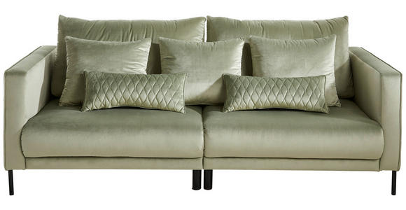 BIGSOFA in Samt Salbeigrün  - Salbeigrün/Goldfarben, Trend, Textil/Metall (230/94/110cm) - Ambia Home