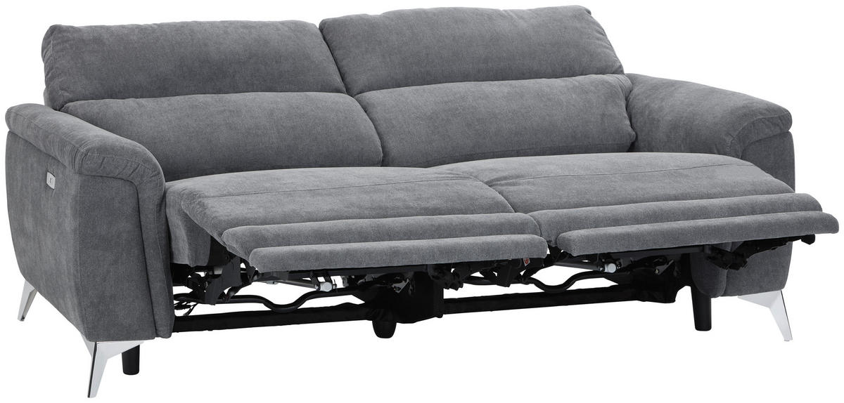 2-SITZER-SOFA Webstoff Grau, Chromfarben  - Chromfarben/Grau, KONVENTIONELL, Textil/Metall (215/97/97cm) - Livetastic