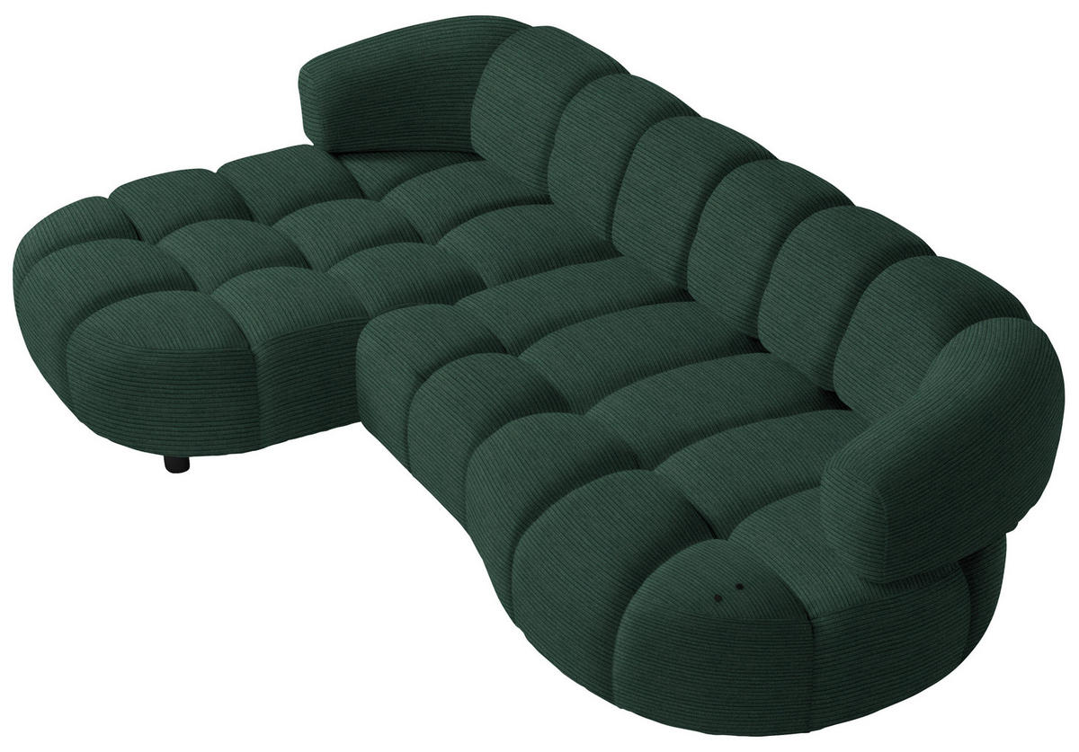 ECKSOFA in Cord, Velours Waldgrün  - Waldgrün/Schwarz, Design, Holz/Textil (183/284cm) - Welnova