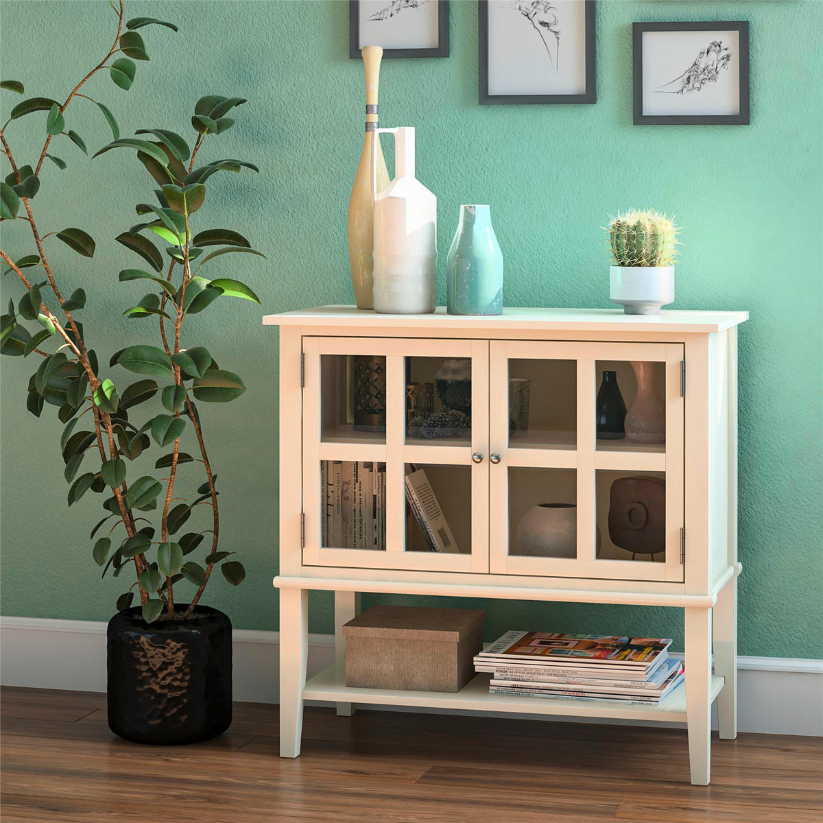 KOMMODE  in 80/78/40 cm  - Silberfarben/Weiß, Design, Glas/Holz (80/78/40cm) - MID.YOU