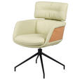 ARMLEHNSTUHL  Sitzfläche 360° drehbar, automatische Rückholfunktion  Echtleder  Schwarz, Eichefarben, Beige  - Eichefarben/Beige, Design, Leder/Holz (62/92/66cm) - Dieter Knoll