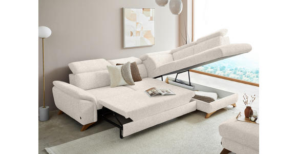 ECKSOFA in Bouclé Creme 287/212 cm - Eichefarben/Creme, MODERN, Holz/Textil (287/212cm) - Valnatura