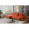 ECKSOFA in Velours Terracotta  - Terracotta/Schwarz, Design, Kunststoff/Textil (174/342cm) - Xora