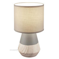 LED ASZTALI LÁMPA - szürke, Basics, textil/fa (18/34cm)