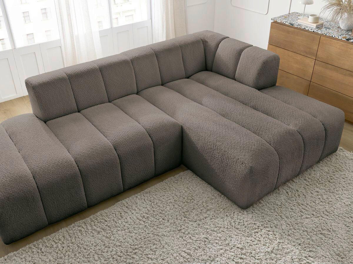 ECKSOFA  ANNECY Taupe Bouclé  - Taupe/Schwarz, MODERN, Kunststoff/Textil (262/170cm)