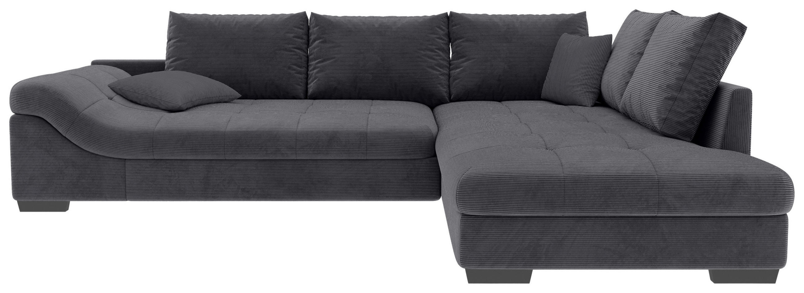 ECKSOFA Graphitfarben Cord Zierkissen, Rückenkissen, Rücken echt  - Schwarz/Graphitfarben, KONVENTIONELL, Holz/Textil (298/202cm) - Carryhome