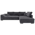 ECKSOFA Graphitfarben Cord Zierkissen, Rückenkissen, Rücken echt  - Schwarz/Graphitfarben, KONVENTIONELL, Holz/Textil (298/202cm) - Carryhome