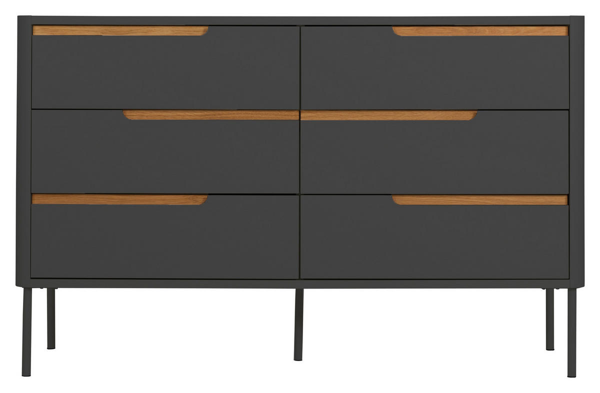 KOMMODE  in 130/83/45 cm  - Eichefarben/Anthrazit, Design, Holz/Holzwerkstoff (130/83/45cm)