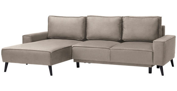 ECKSOFA in Velours Sandfarben  - Sandfarben/Schwarz, KONVENTIONELL, Holz/Textil (161/260cm) - Carryhome