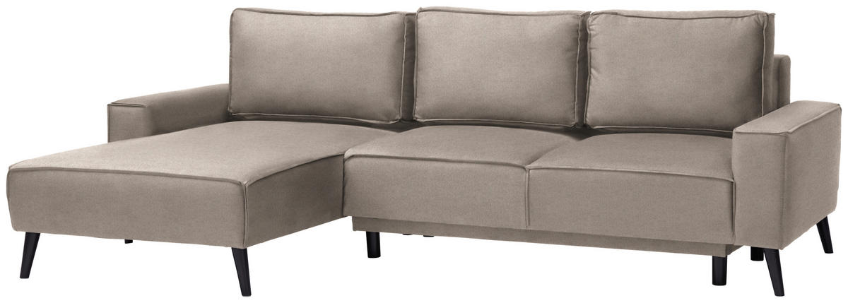 ECKSOFA in Velours Sandfarben  - Sandfarben/Schwarz, Konventionell, Holz/Textil (161/260cm) - Carryhome