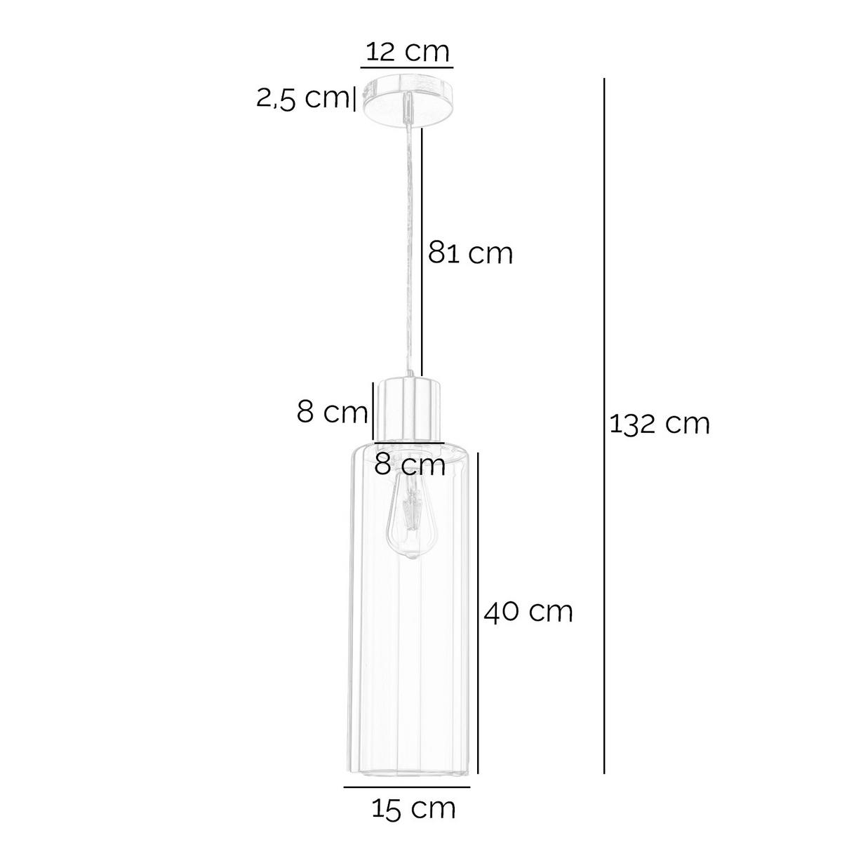 HÄNGELEUCHTE 15/15/100 cm  - Kupferfarben, Basics, Glas (15/15/100cm)