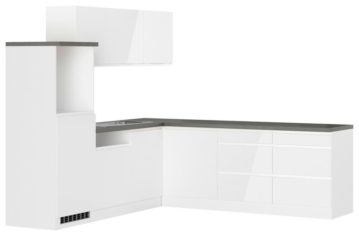 ECKKÜCHE 240/240 cm  in Grau, Weiß, Weiß Hochglanz  - Weiß Hochglanz/Weiß, LIFESTYLE, Holzwerkstoff (240/240cm) - Held