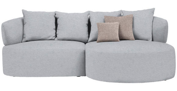 ECKSOFA in Flachgewebe Hellgrau  - Hellbraun/Hellgrau, MODERN, Kunststoff/Textil (235/166cm) - Hom`in