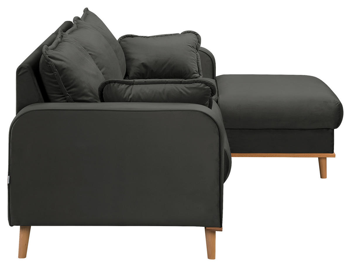 ECKSOFA Mikrofaser Dunkelgrau  - Wengefarben/Dunkelgrau, Design, Holz/Textil (230/150cm) - Livetastic