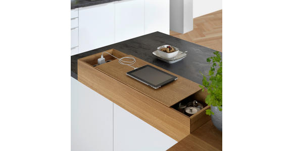 EINBAUKÜCHE   - Eichefarben/Weiß, Design, Holzwerkstoff - Novel