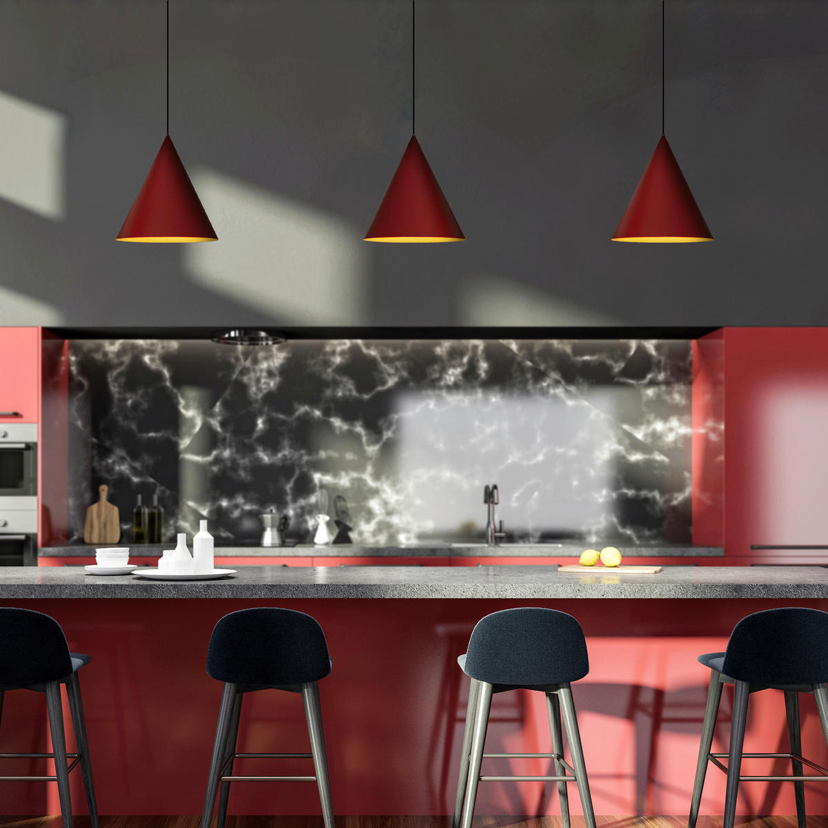 HÄNGELEUCHTE ETNA 18/18/98 cm   - Weinrot, Design, Metall (18/18/98cm)