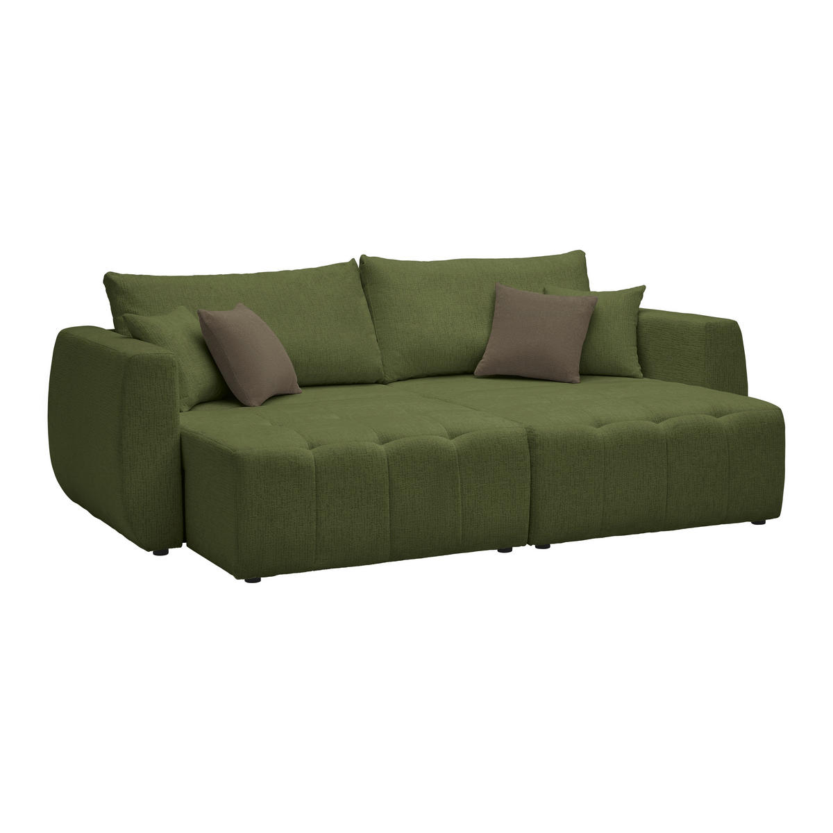 SCHLAFSOFA in Chenille, Jacquard Olivgrün  - Schwarz/Braun, Kunststoff/Textil (245/74-90/104cm) - MID.YOU