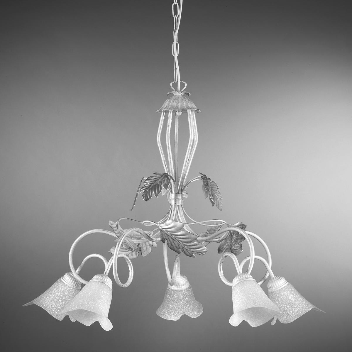 KRONLEUCHTER 90/130 cm   - Silberfarben/Weiß, KONVENTIONELL, Glas/Metall (90/130cm)