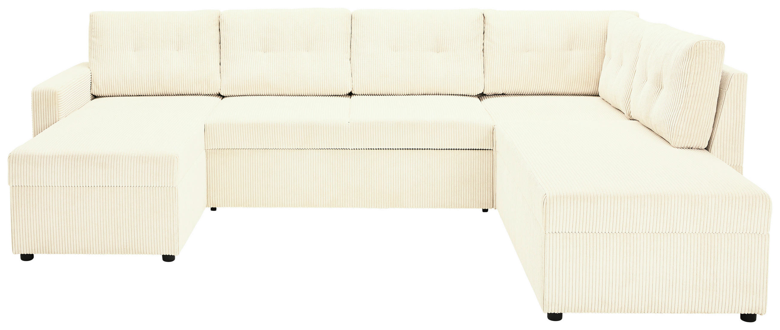 WOHNLANDSCHAFT Creme Cord  - Creme/Schwarz, KONVENTIONELL, Kunststoff/Textil (155/293/212cm) - Ti'me