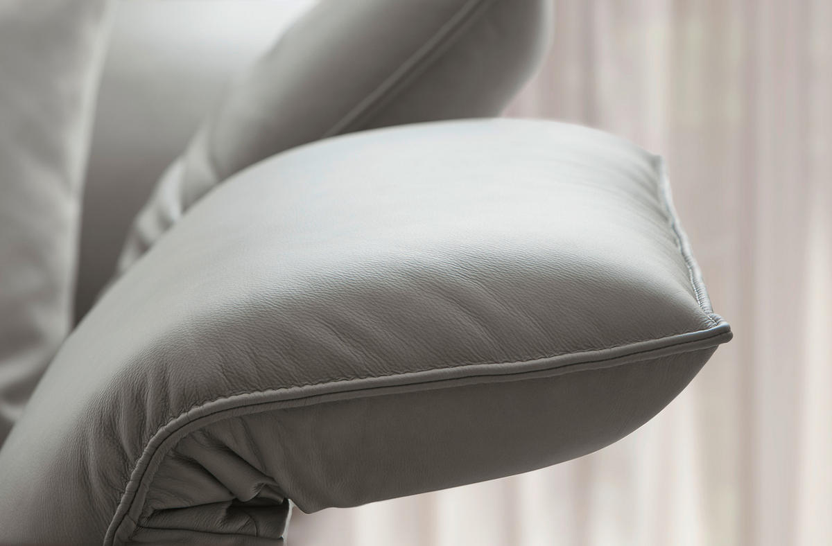 ECKSOFA in Echtleder Greige  - Greige/Anthrazit, Design, Leder/Metall (290/230cm) - Johann Jakob
