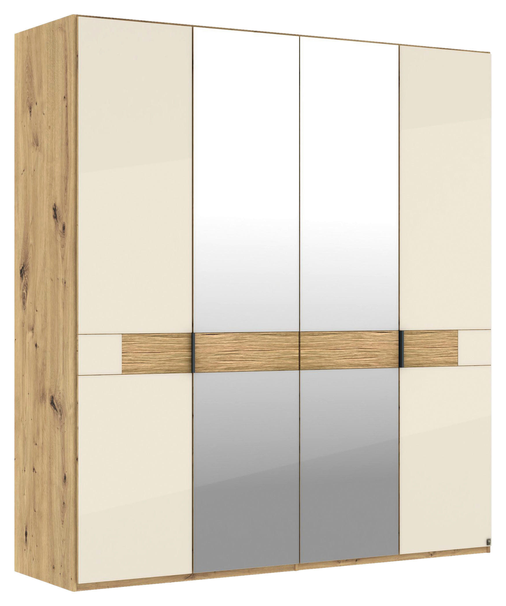 DREHTÜRENSCHRANK 200/216/58 cm,  in Eichefarben, Champagner, 4 Tür(en)  - Schieferfarben/Champagner, Design, Glas/Holz (200/216/58cm) - Musterring