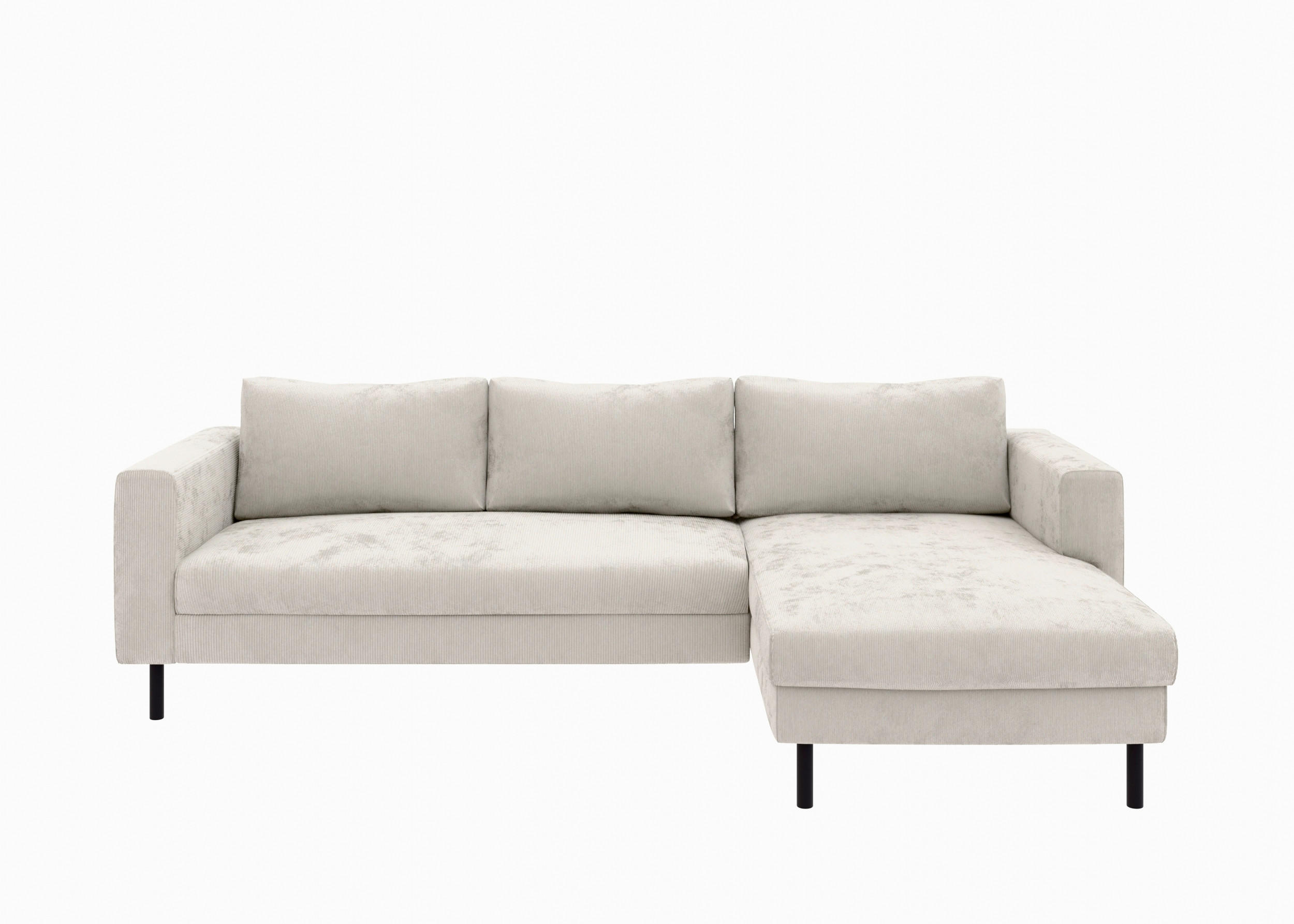 ECKSCHLAFSOFA - Creme/Schwarz, MODERN, Textil/Metall (232/161cm) - Trendmanufaktur