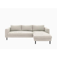 ECKSCHLAFSOFA  mit Rücken echt, Armteil links, Armteil rechts Cord Creme  - Creme/Schwarz, MODERN, Textil/Metall (232/161cm) - Trendmanufaktur