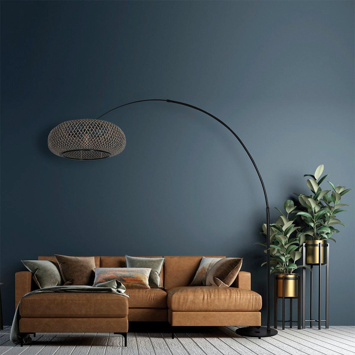 STEHLEUCHTE SPARKLED LIGHT 50/240/230 cm  - Schwarz, Trend, Naturmaterialien/Metall (50/240/230cm)