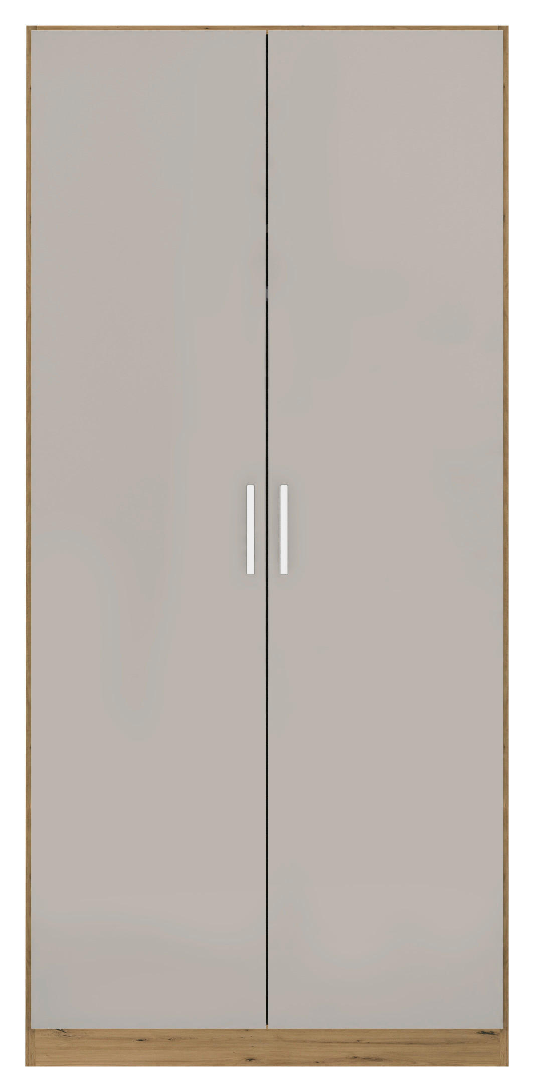 DREHTÜRENSCHRANK 91/197/54 cm 2-türig Hellgrau, Eiche Artisan  - Chromfarben/Hellgrau, MODERN, Holzwerkstoff/Kunststoff (91/197/54cm) - Rauch Möbel