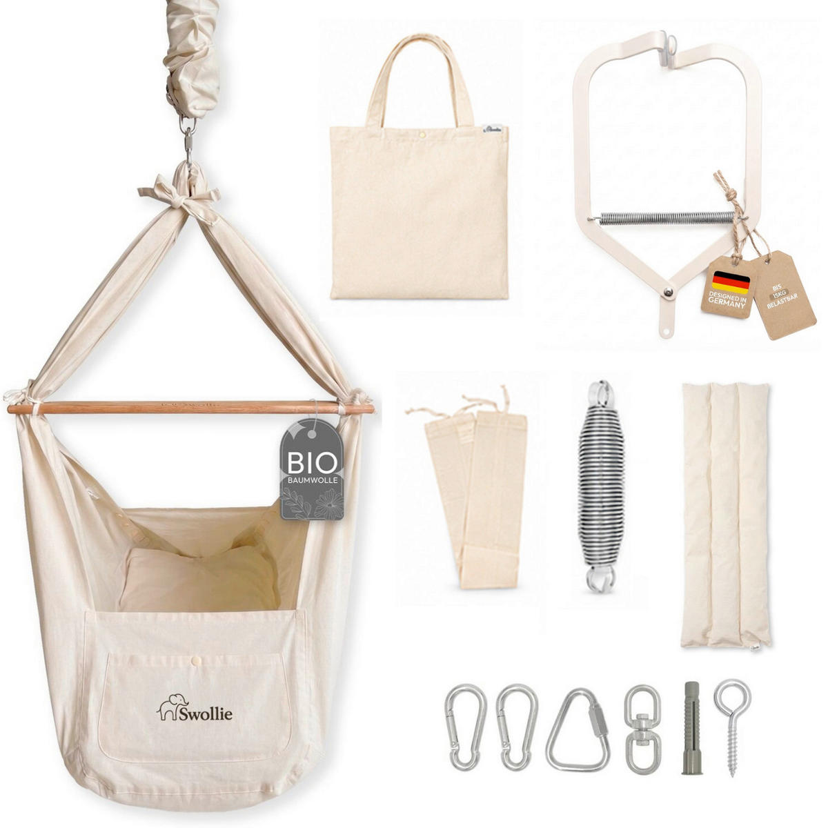 FEDERWIEGE  72/51/160 cm  - Beige, Basics, Textil/Metall (72/51/160cm)