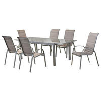 GARTENSET 9-teilig Aluminium 9-teilig  - Silberfarben/Braun, MODERN, Textil/Metall - Gardenson