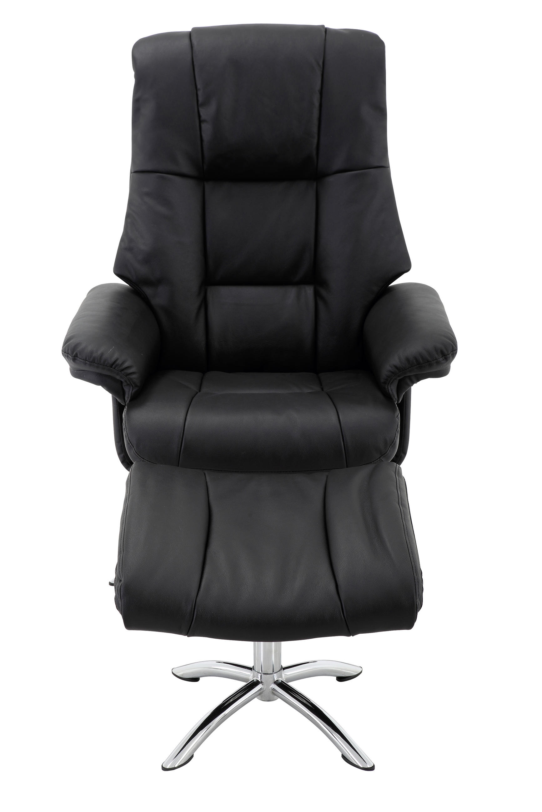 RELAXAČNÉ KRESLO S PODNOŽKOU, kov, textil, koža, čierna, chrómová - čierna/chrómová, Design, kov/koža (78/98-114/86-113cm) - Cantus