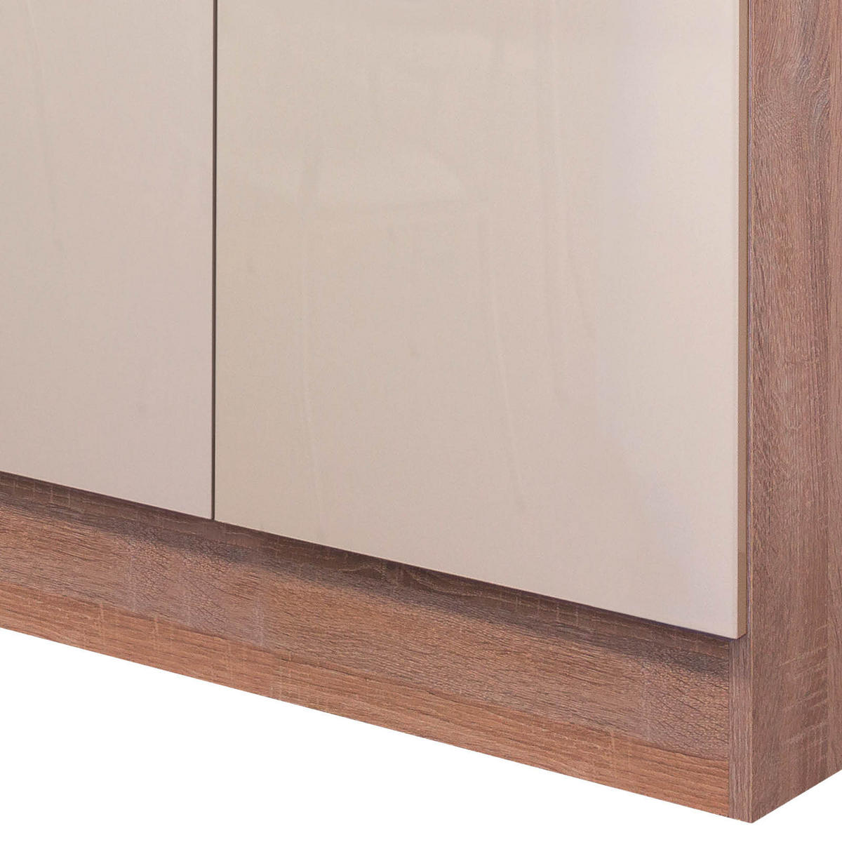 KÜCHENUNTERSCHRANK 100/86/60 cm  in Kaschmir  - Kaschmir/Edelstahlfarben, MODERN, Holzwerkstoff/Metall (100/86/60cm) - FlexWell