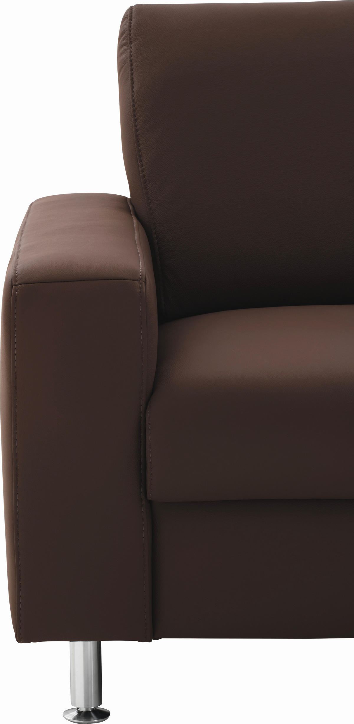 SOFFA i äkta läder mörkbrun  - aluminiumfärg/mörkbrun, Design, metall/läder (233/339/165cm) - Beldomo Premium