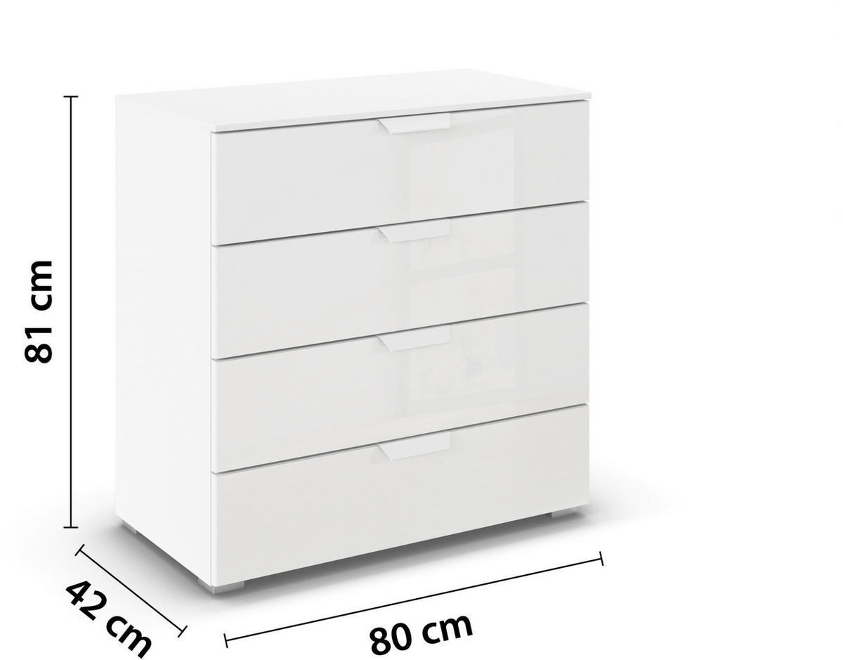 KOMMODE  in 80/81/42 cm  - Weiß, Design, Glas/Holzwerkstoff (80/81/42cm) - Carryhome