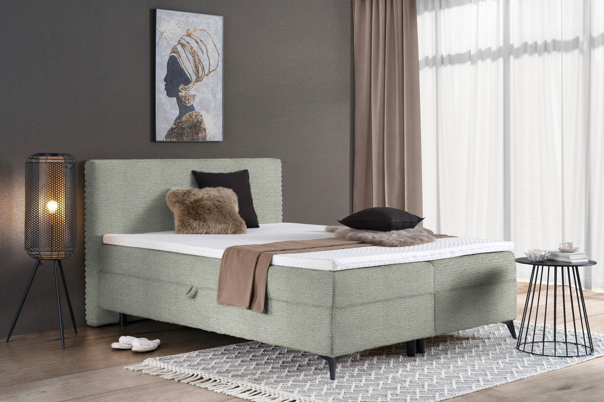 BOXBETT 160/200 cm  in Ecru  - Ecru/Schwarz, Design, Holz/Holzwerkstoff (160/200cm) - Xora