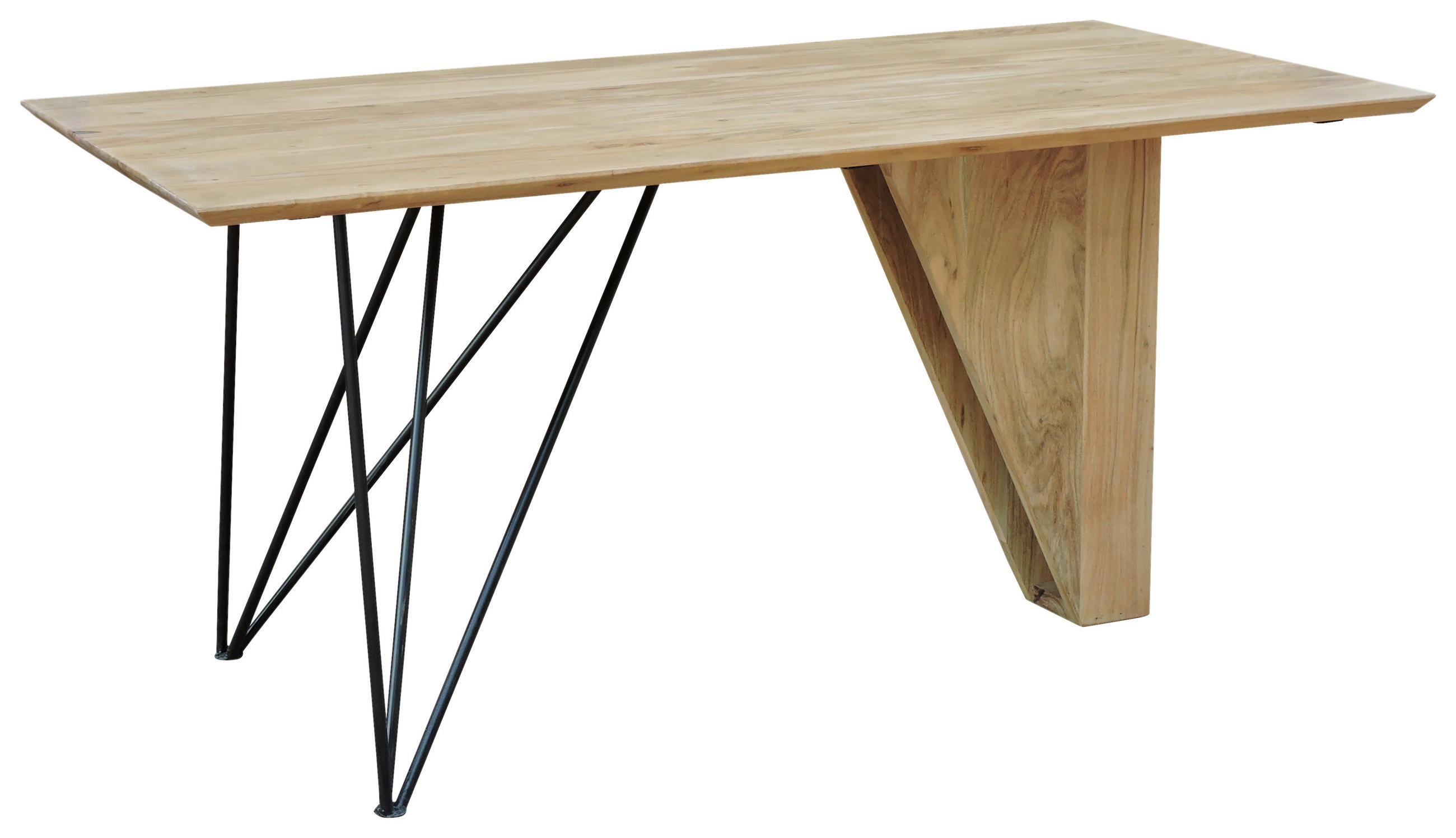 ESSTISCH 140/80/76 cm Echtholz  Holz, Metall rechteckig Akaziefarben  - Schwarz/Akaziefarben, MODERN, Holz/Metall (140/80/76cm) - Landscape
