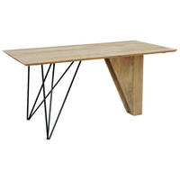 ESSTISCH 140/80/76 cm Echtholz  Holz, Metall rechteckig Akaziefarben  - Schwarz/Akaziefarben, MODERN, Holz/Metall (140/80/76cm) - Landscape