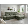 ECKSOFA in Chenille Dunkelgrün  - Chromfarben/Dunkelgrün, Modern, Textil/Metall (300/196cm) - Livetastic