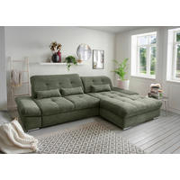 ECKSOFA in Chenille Dunkelgrün  - Chromfarben/Dunkelgrün, MODERN, Textil/Metall (300/196cm) - Livetastic