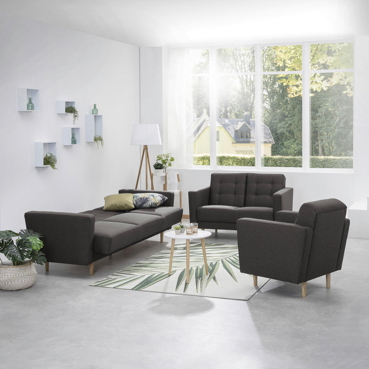 SESSEL in Flachgewebe Anthrazit  - Eschefarben/Anthrazit, Modern, Holz/Textil (75/81/83cm) - Max Winzer