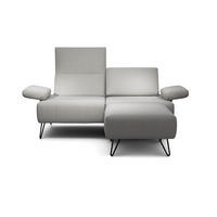2-SITZER-SOFA Chenille Hellgrau  - Hellgrau/Schwarz, Design, Textil/Metall (164-194/85/86-94cm) - SENSOO
