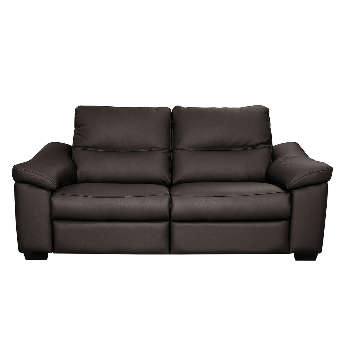 2-SITZER-SOFA  in Echtleder Braun   - Schwarz/Braun, Design, Leder/Holz (174/97/97cm) - Livetastic