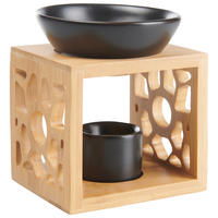 DUFTLAMPE  - Schwarz/Naturfarben, Basics, Holz (11,80/9,90/14,20cm)