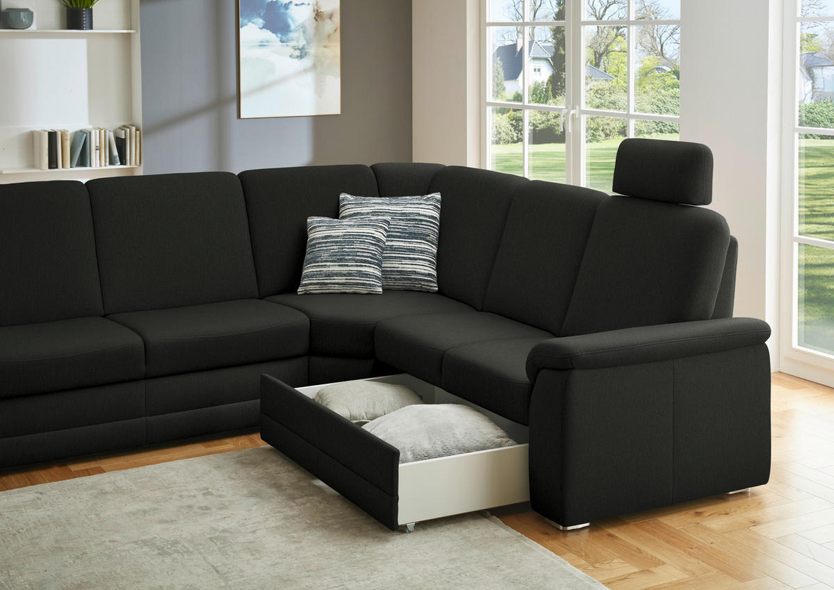 WOHNLANDSCHAFT  in Chenille Anthrazit  - Anthrazit/Alufarben, KONVENTIONELL, Holz/Textil (160/329/235cm) - Beldomo Comfort