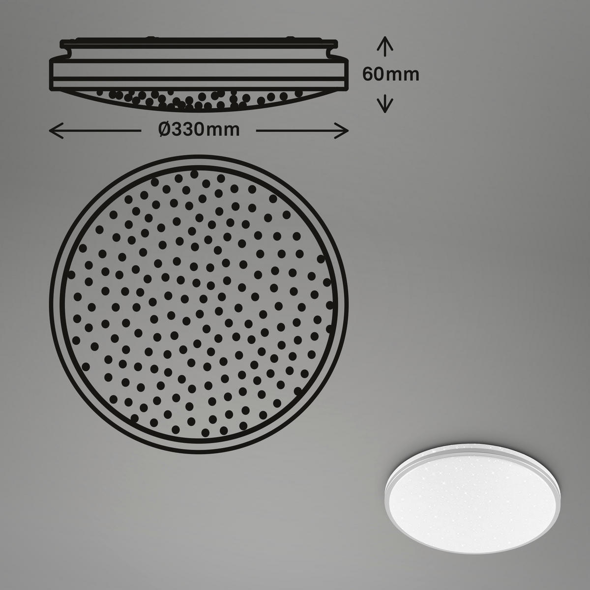 STROPNA LED-SVETILKA   //4000 K// - barve kroma/bela, Basics, umetna masa (33/6cm)